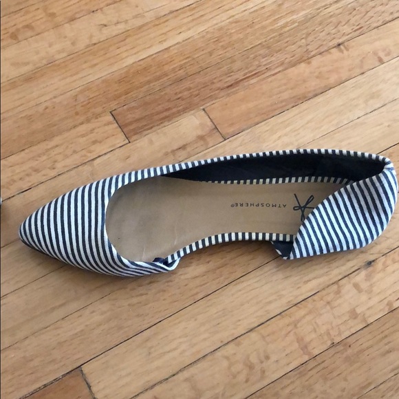 Navy and white stripes slip on flats - Picture 2 of 4